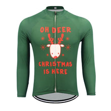 Load image into Gallery viewer, Christmas Reindeer long sleeve thermal cycling jersey - Bicycle Bits
