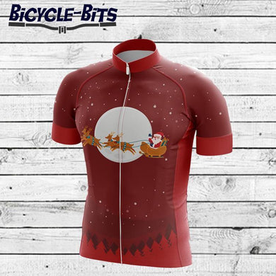 Men's Santa Sleigh Short Sleeve Cycling Jersey - Bicycle Bits