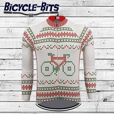 Christmas Bike long sleeve thermal cycling jersey - Bicycle Bits