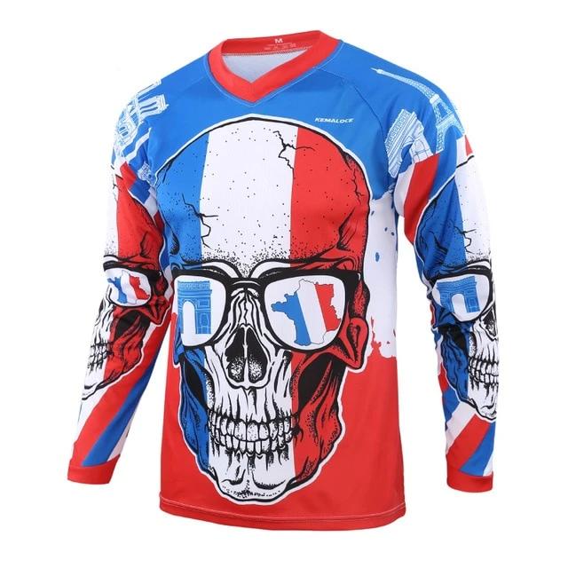 French Skull Long Sleeve MTB Jersey - Bicycle Bits