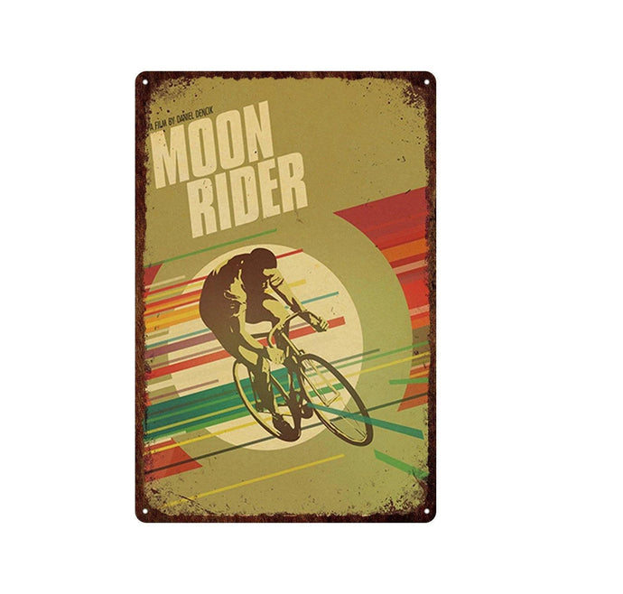 Retro Cycling Metal Sign - Moon - Bicycle Bits