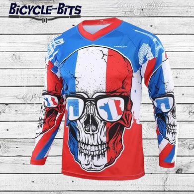 French Skull Long Sleeve MTB Jersey - Bicycle Bits