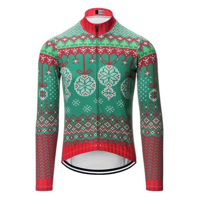 Christmas Baubles long sleeve thermal cycling jersey - Bicycle Bits