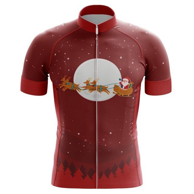Men's Santa Sleigh Short Sleeve Cycling Jersey - Bicycle Bits