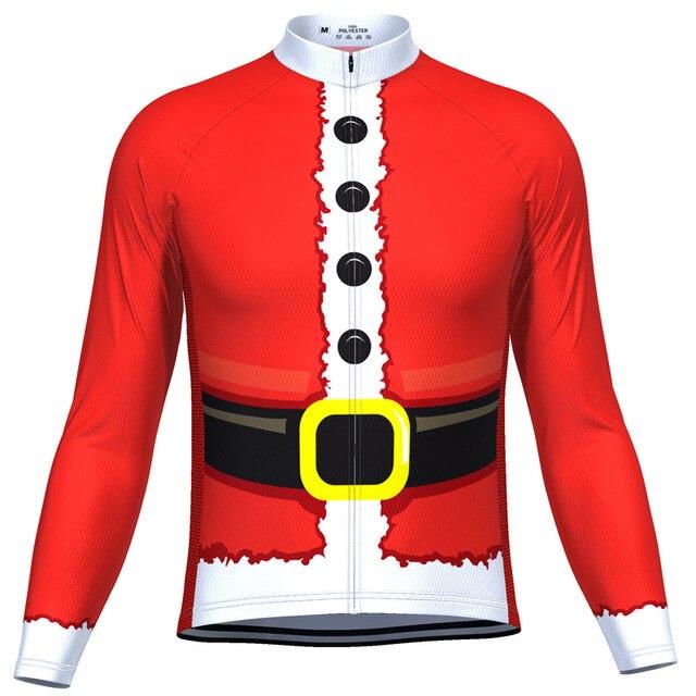 Men's Long Sleeve Santa Coat Cycling Jersey - Bicycle Bits