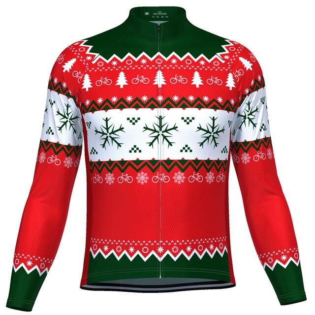 Men's Long Sleeve Christmas Jumper Cycling Jersey - Bicycle Bits