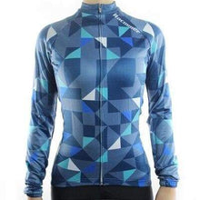 Load image into Gallery viewer, Women&#39;s Long Sleeve Triangle Blue Jersey - Bicycle Bits
