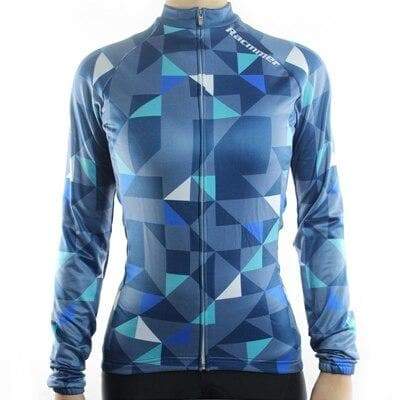Women's Long Sleeve Triangle Blue Jersey - Bicycle Bits