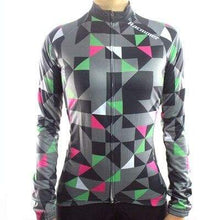 Load image into Gallery viewer, Women&#39;s Long Sleeve Triangle Grey Jersey - Bicycle Bits
