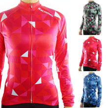 Load image into Gallery viewer, Women&#39;s Long Sleeve Triangle Blue Jersey - Bicycle Bits
