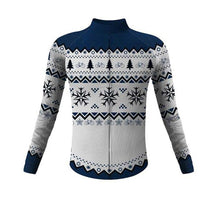 Load image into Gallery viewer, Christmas Snowflake long sleeve thermal cycling jersey - Bicycle Bits

