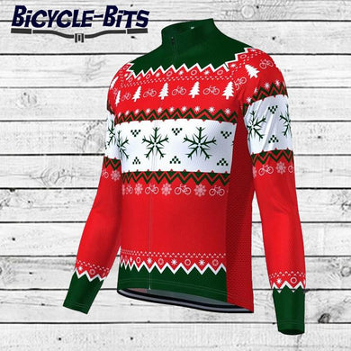 Men's Long Sleeve Christmas Jumper Cycling Jersey - Bicycle Bits