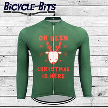 Load image into Gallery viewer, Christmas Reindeer long sleeve thermal cycling jersey - Bicycle Bits

