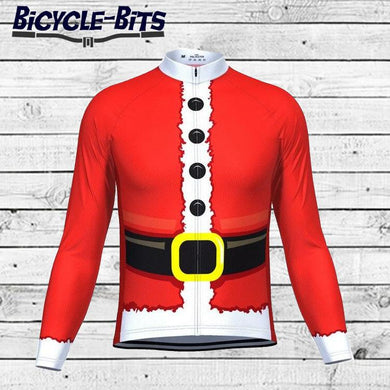 Men's Long Sleeve Santa Coat Cycling Jersey - Bicycle Bits
