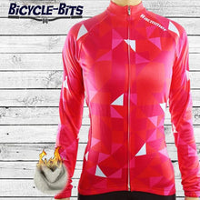 Load image into Gallery viewer, Women&#39;s Triangle Thermal Fleece Jersey -Red - Bicycle Bits
