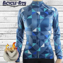 Load image into Gallery viewer, Women&#39;s Triangle Thermal Fleece Jersey -Blue - Bicycle Bits
