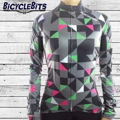 Women's Long Sleeve Triangle Grey Jersey - Bicycle Bits
