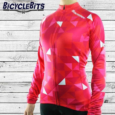 Women's Long Sleeve Triangle Red Jersey - Bicycle Bits