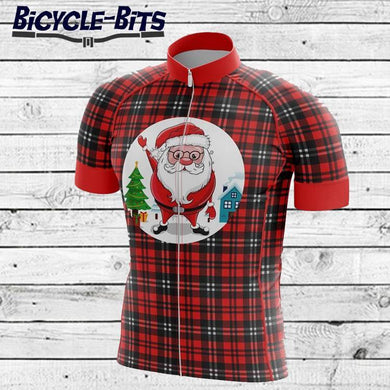 Men's Tartan Santa Short Sleeve Cycling Jersey - Bicycle Bits